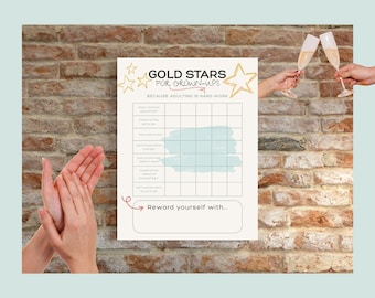 Adulting Reward Chart Printable & Editable Funny Star Chart for Adults Digital Download Gag Gift