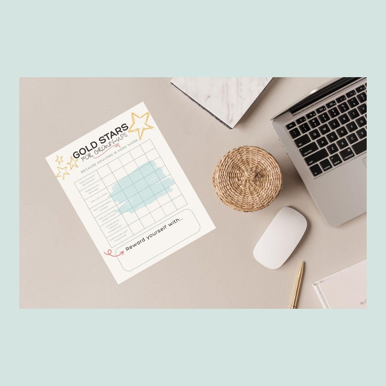 Adulting Reward Chart Printable & Editable Funny Star Chart for Adults ...