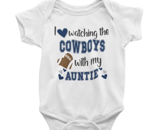 I Love Watching the Cowboys with my Auntie (or Papa or Grandpa or Daddy or Mama or...) Onesie or Toddler T-Shirt, Cowboys Fan