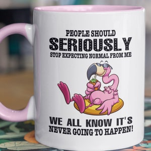 People Seriously Should Stop Expecting Normal from Me, We all know it&#39;s Never Going to Happen, Flamingo 11 oz Mug
