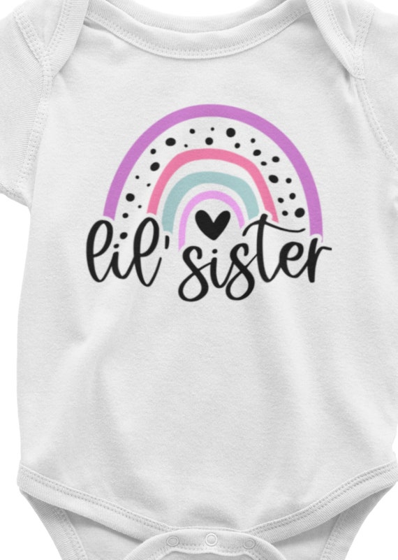 Lil Sister Rainbow Infant Bodysuit OR Toddler T-shirt, Short or Long Sleeves, FAST SHIPPING!