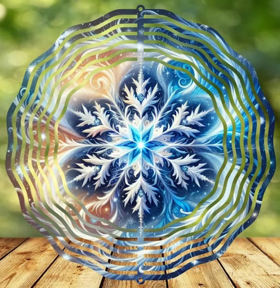 Vibrant Snowflake 10" Wind Spinner, Optional Spiral Tail Available, Item #SP316, FAST SHIPPING!