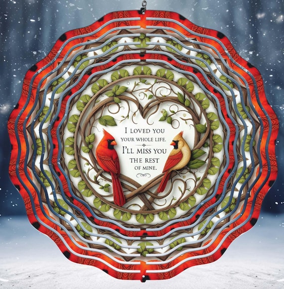 Beautiful Memorial Cardinal Spinner, 10" Wind Spinner, Item #SP323, Optional Spiral Tail Available, FAST SHIPPING!