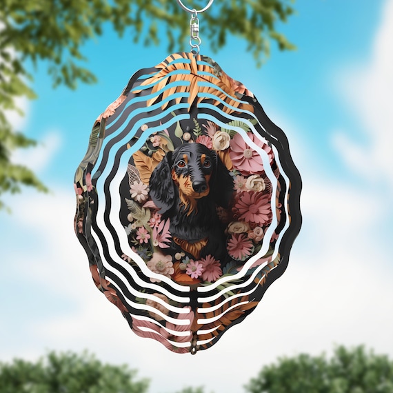 Dachshund 10" Wind Spinner, Item #SP355, Optional Spiral Tail Available, FAST SHIPPING!