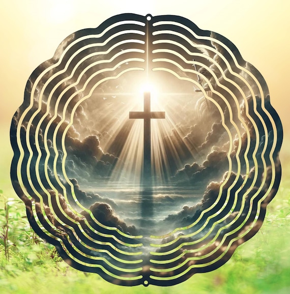 Heavenly Cross 10" Wind Spinner, Optional Spiral Tail Available, FAST SHIPPING!