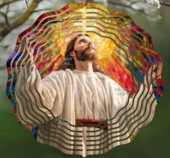 Beautiful JESUS Wind Spinners, Optional Spiral Tail Available, Great Gifts! FAST SHIPPING!