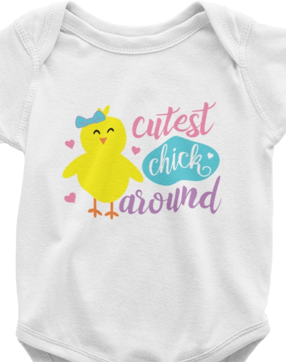 Adorable "Cutest Chick Around" onesies, Easter onesie, FAST SHIPPING!