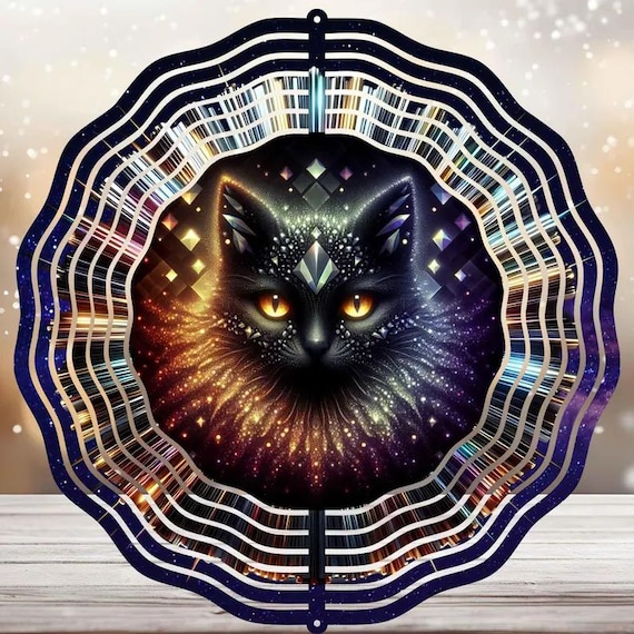 Colorful Black Cat 10" Wind Spinners, Item SP310, Optional Spiral Tail Available, FAST SHIPPING!