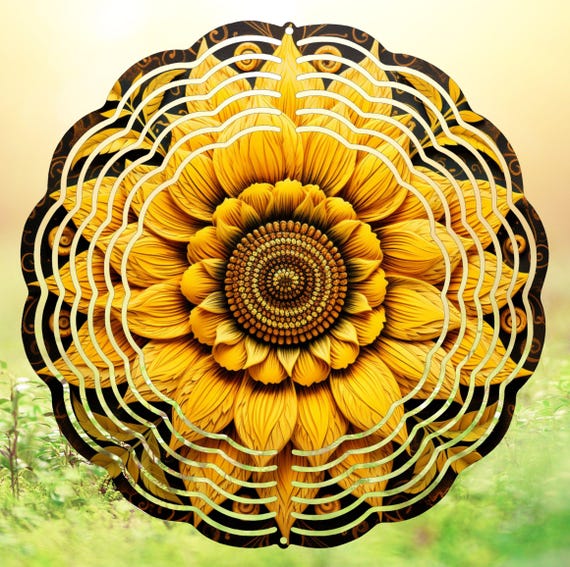 Mesmerizing Sunflower 10" Wind Spinner, Item #SP353, Optional Spiral Tail Available, FAST SHIPPING!