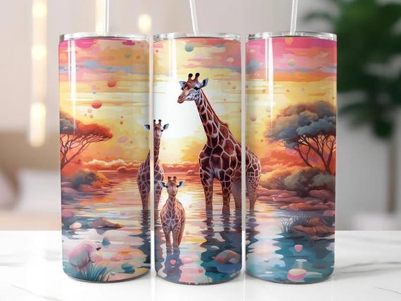 Giraffe Tumbler, 20 oz Double-Wall Stainless Steel Tumbler, FAST SHIPPING!