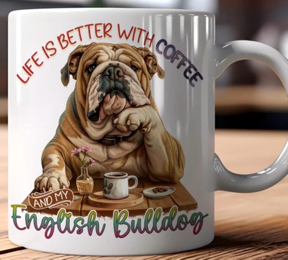 Adorable BULLDOG (French OR English) LARGE 15-oz Mug. Other Breeds Available, Fast Shipping!