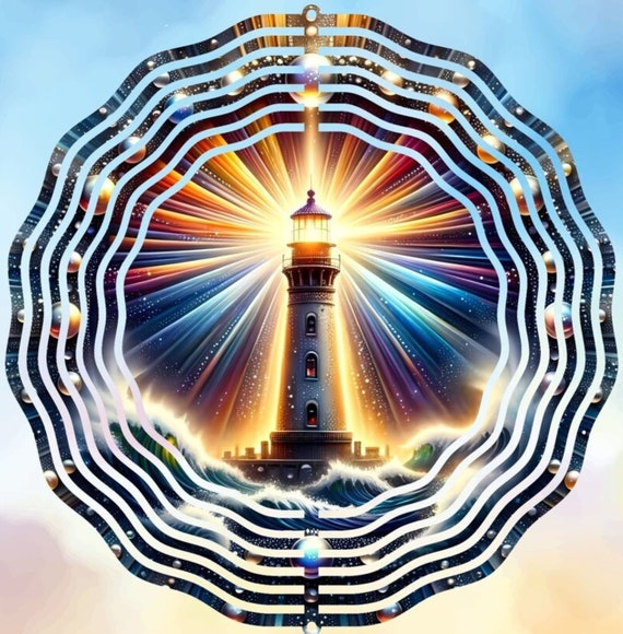 Beautiful Lighthouse 10" Wind Spinners. Optional Spiral Tail Available, FAST SHIPPING!