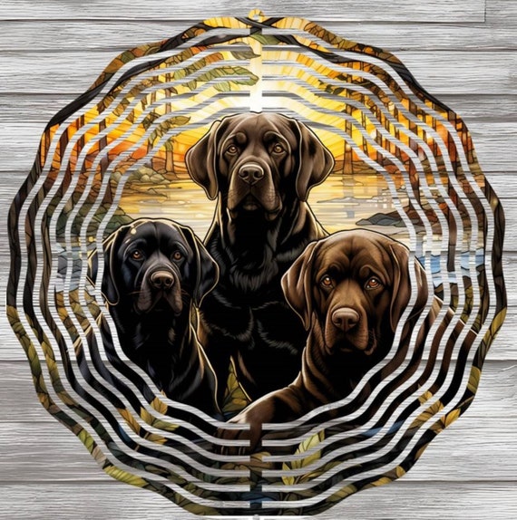 Black Lab 10" Wind Spinner, Optional Spiral Tail Available, FAST SHIPPING!