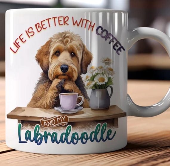Adorable Labradoodle LARGE 15-oz Mug. Other Breeds Available, FAST SHIPPING!