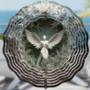 Beautiful Angel in Succulents Wind Spinner, Optional Spiral Tail Available, FAST SHIPPING!