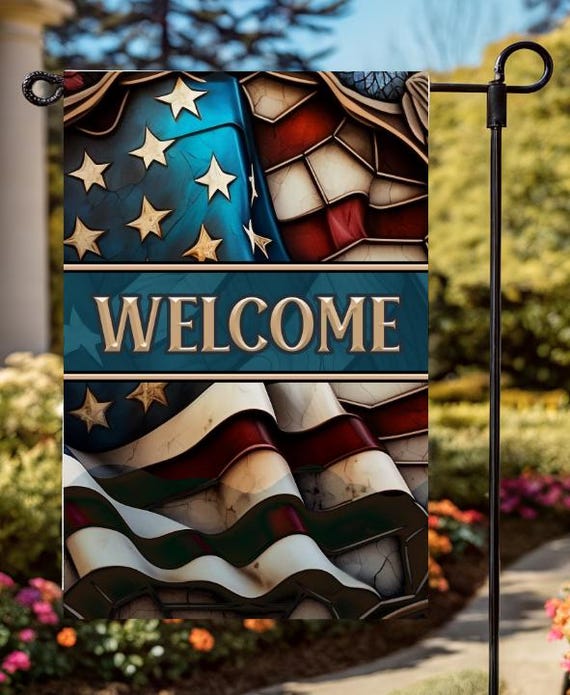 Beautiful Welcome Garden Flag, Can be Personalized!  Printed on Both Sides. FAST SHIPPING!