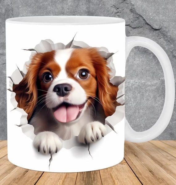 Cute "3d Look" King Charles Cavalier 110z Mug, FAST SHIPPING!