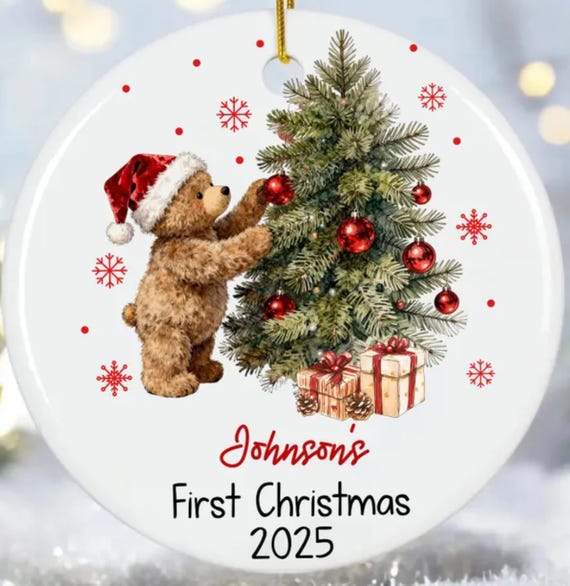 Cute Personalized First Christmas Ornament, Can Personalize Back of Ornament, Includes Gift Box, Item #O156, FAST SHIPPING!