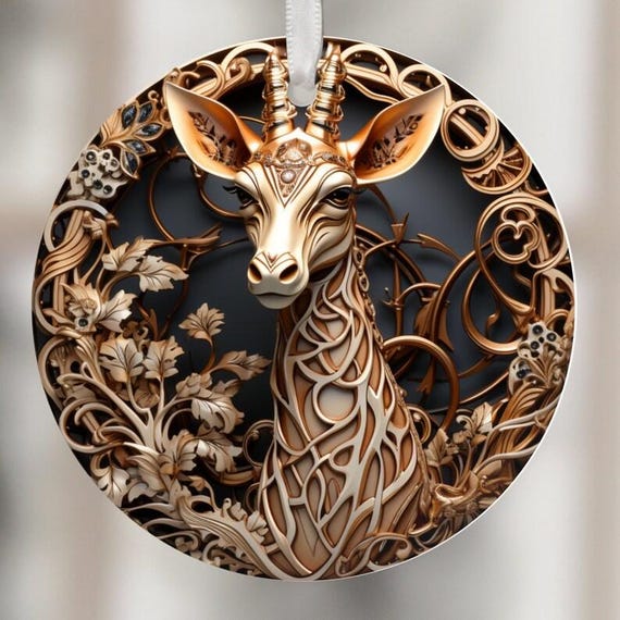Cute 3D-Look Giraffe Ornament, Can Personalize Back of Ornament, Includes Gift Box, Item #O151, FAST SHIPPING!