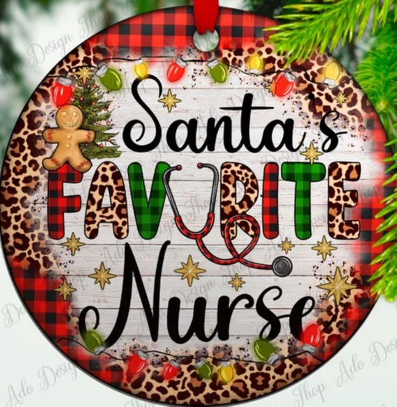 Santa's Favorite Nurse Christmas Ornament, Can be personalized. Includes Gift Box, FAST SHIPPING!