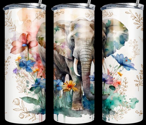 Beautiful Elephant Flower Tumbler, FAST SHIPPING!