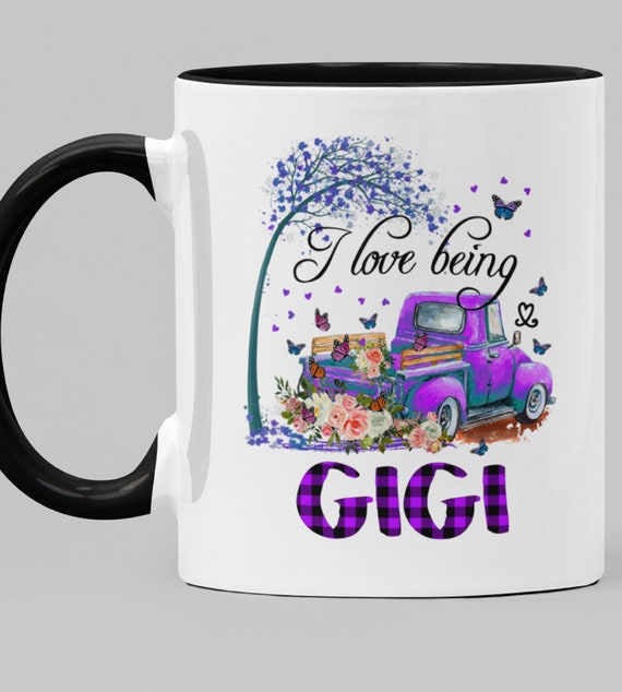 I Love Being MOM, I Love being GIGI...Floral, Purple truck, Standard 11-0z Mug, Fast Shipping!