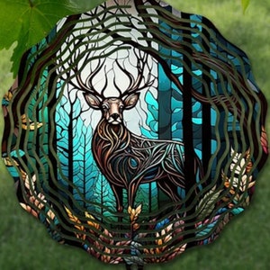 Beautiful Deer Spinner, Stained Glass Look, 10&quot; Wind Spinners, Item #SP263, Optional Spiral Tail Available, FAST SHIPPING!