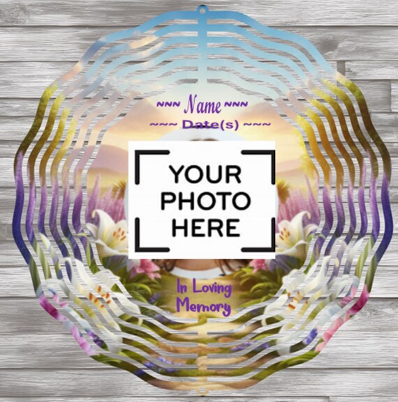 Beautiful Personalized Memorial 10" Wind Spinner, Item #SP337, Optional Spiral Tail Available, FAST SHIPPING!