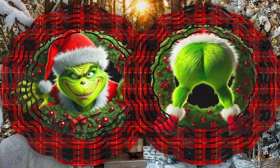 Fun Grinch 10" Wind Spinner, Optional Spiral Tail Available, All Weather, FAST SHIPPING!
