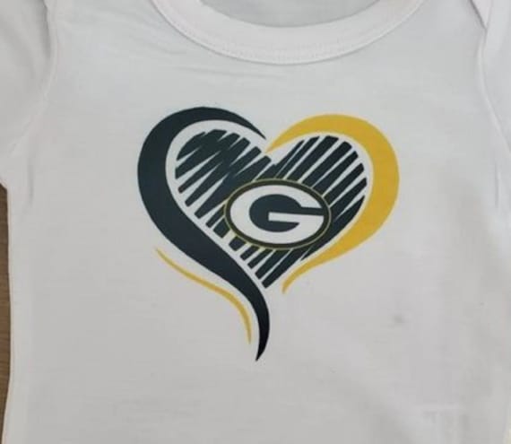 Packer Heart on Infant Bodysuits, Toddler & Youth T-Shirts, Short or Long Sleeves, FAST SHIPPING!