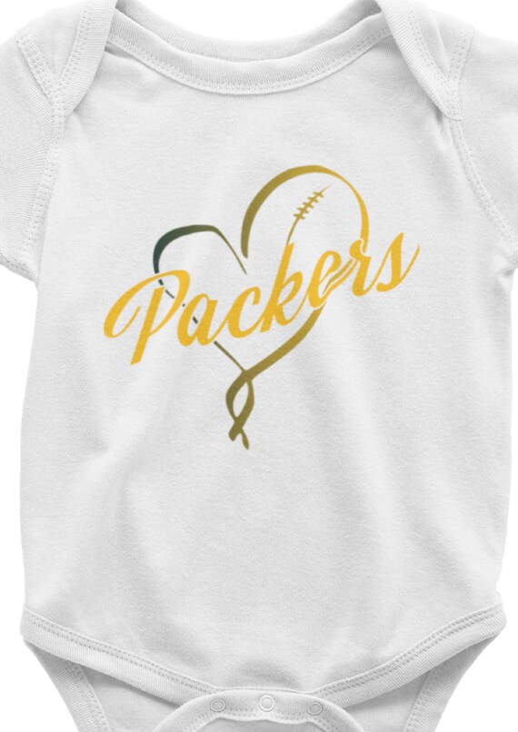Adorable Packer Heart Bodysuit or Toddler T-Shirt, Great gift for the new little Packer Fan! Short or Long Sleeve, FAST SHIPPING!