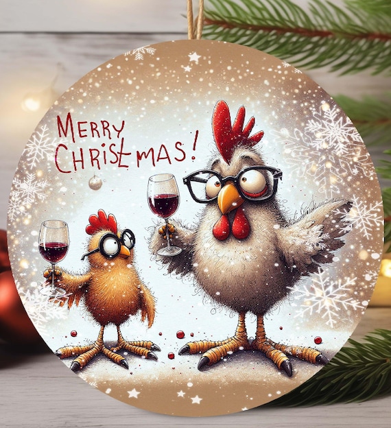 Fun Chicken Merry Christmas Ornament, Includes Gift Box, FAST SHIPPING!