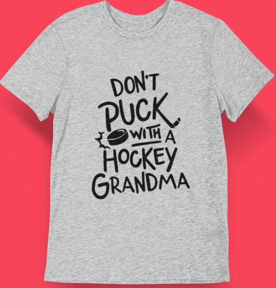 CLEARANCE!  "Don't Puck with a Hockey Grandma", Size 2XL Heather Gray Unisex Crew Neck T-Shirt, Fun gift!  FAST SHIPPING!