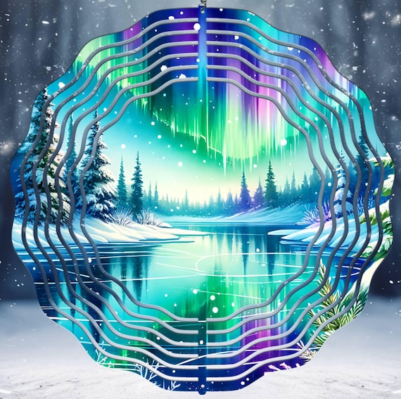 Beautiful Aurora Borealis/Northern Lights Winter 10" Wind Spinner, Optional Spiral Tail Available, Great Gifts! FAST SHIPPING!
