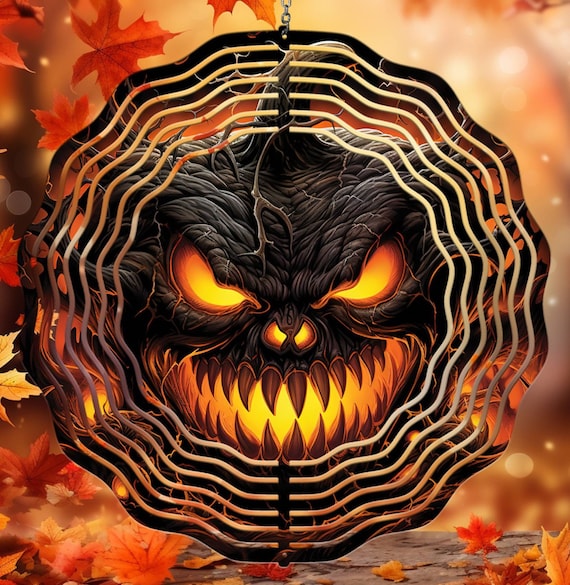 Awesome, Freaky, Pumpkin Nightmare 10" Wind Spinner, FAST SHIPPING!