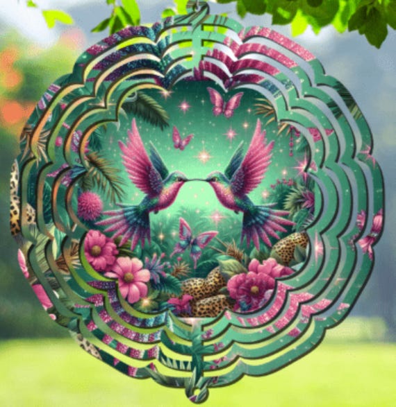 Tropical Hummingbird 10" Wind Spinner, Item #SP362, Optional Spiral Tail Available, FAST SHIPPING!