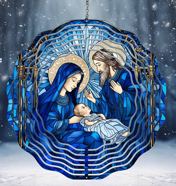 Beautiful Nativity Scene Wind Spinners, Optional Spiral Tail Available, Great Gifts! FAST SHIPPING!