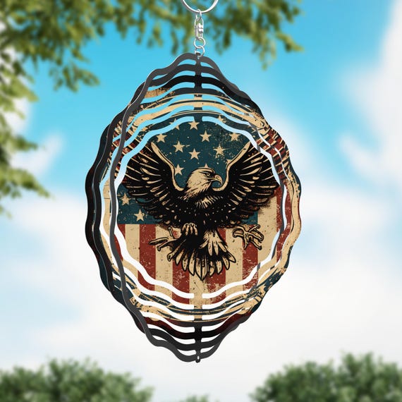 Vintage-Look American Eagle/Flag Spinner,  Choice of 8" or 10", Optional Spiral Tail Available, FAST SHIPPING!