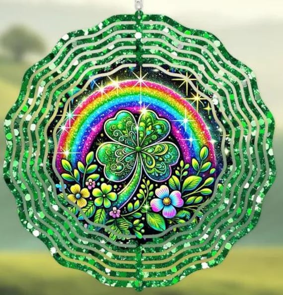 Shamrock 10" Wind Spinner, Optional Spiral Tail Available, FAST SHIPPING!