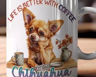 Adorable CHIHUAHUA LARGE 15-oz Mug. Other Breeds Available, Fast Shipping!