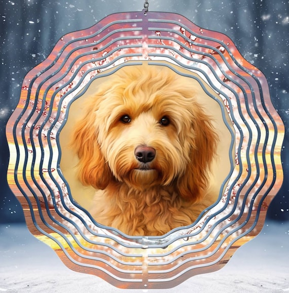 Cute Goldendoodle 11" Wind Spinner, FAST SHIPPING!