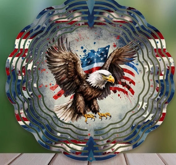 Beautiful Eagle/Flag Wind Spinners.  FAST SHIPPING!