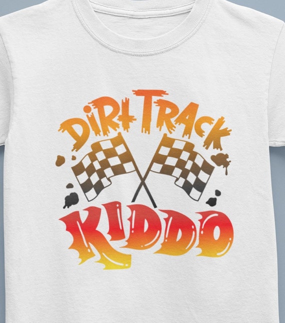 Cute 'Dirt Track Kiddo' for Toddlers who Love the Races!  Can add number to back of shirt. FAST SHIPPING!