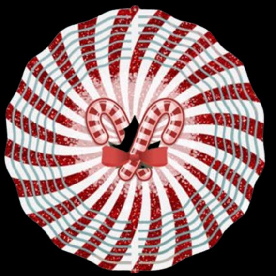 Candy Cane Spiral 10" Wind Spinner, Item #SP308, Optional Spiral Tail Available, FAST SHIPPING!