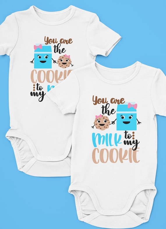 Fun Bodysuit for TWINS! Set of TWO! "You are the milk to my cookies" & "You are the cookies to my milk)