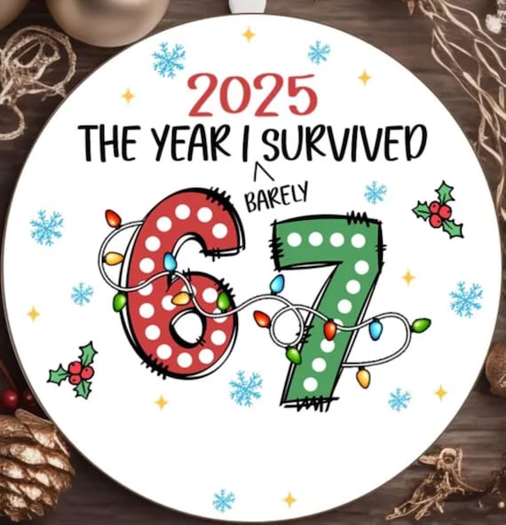 2025 The Year I (barely) Survived 6 7 Ornament, Fun Teacher's Gift, Includes Gift Box, FAST SHIPPING!
