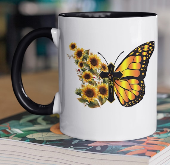 Butterfly-Cross-Faith Standard 11-0z Mug, FAST SHIPPING!
