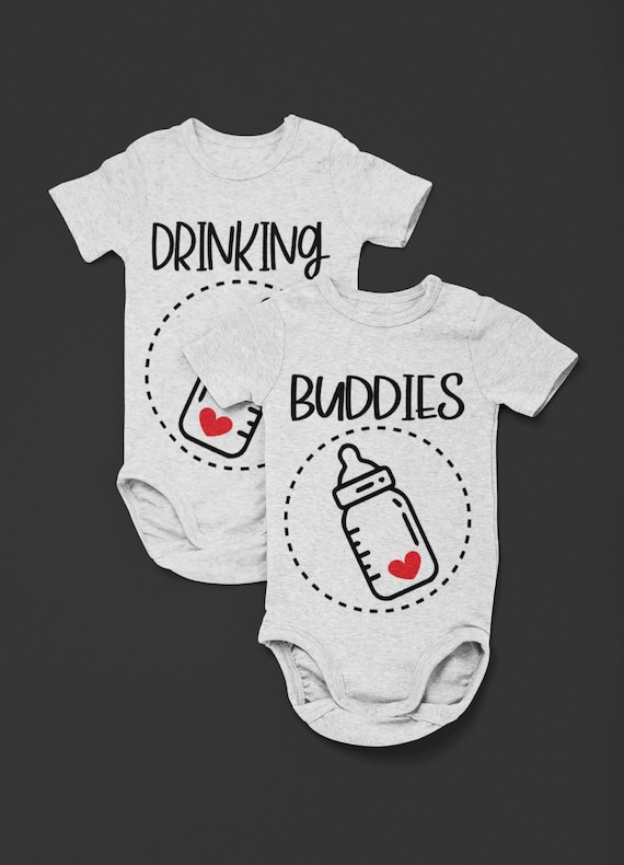 Fun Bodysuits for TWINS! Set of TWO! "Drinking Buddies", Fast Shipping!