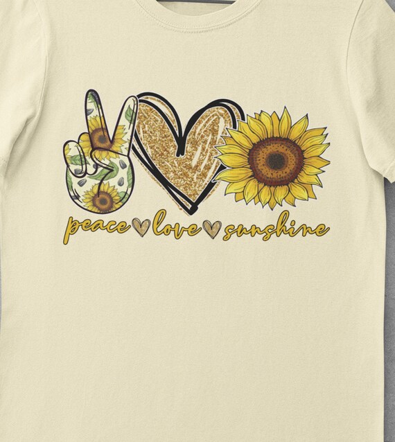 DISCONTINUED Clearance Price! Peace*Love*Sunshine Size Medium, Cream Crew Neck T-Shirt, FAST SHIPPING!