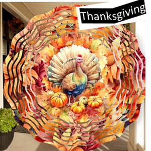 Beautiful Fall Thanksgiving Turkey 10&quot; Wind Spinner, Optional Spiral Tail Available, FAST SHIPPING!